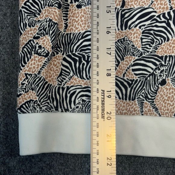 J.Crew Re-Imagined Zebra Leopard Print Sweatshirt Crew Neck Cotton Top M - Picture 4 of 8